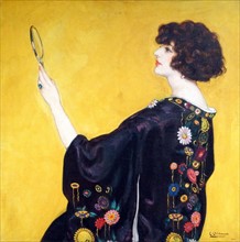 Painting titled 'Woman with a kimono in Profile' by Eduardo Chicharro