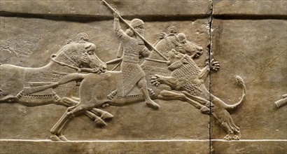return from the lion hunt Nineveh, Iraq. Assyrian 645-636 BC