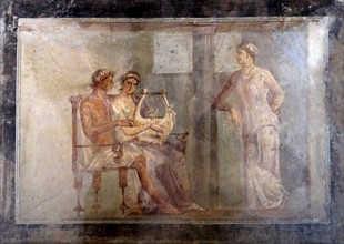 Roman fresco of a woman playing the lyre Roman, 50 -79 AD