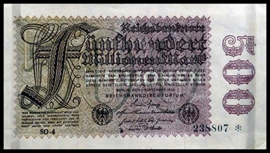500, 000, 000 Reichsmark banknote; Germany, 1923.