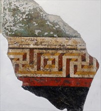 Fragmentary wall-painting showing a pattern with visual perspective. Roman 90-30 BC