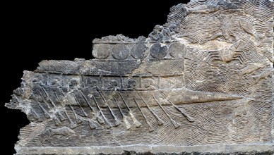Assyrian relief, Warship (probably built and manned by Phoenicians employed by Sennacherib. about 700-692 BC From Nineveh