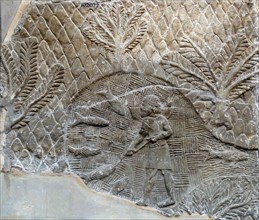 Wall frieze depicting Fisherman. Assyrian, about 700-692 BC From Nineveh, Iraq.