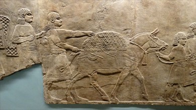 Relief showing hunting. Assyrian, about 645-635 BC From Nineveh, Iraq