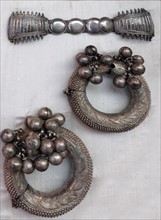 19th Century silver bracelet and pair of anklets