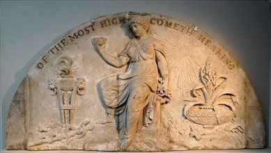 Stonework depicting the goddess Hygeia