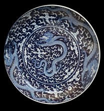 Blue and white porcelain charger from the Qing Dynasty