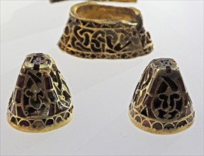 Anglo-Saxon metalwork object, with cloisonné and garnet decoration