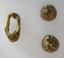 Anglo-Saxon metalwork object, with cloisonné and garnet decoration