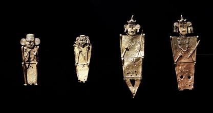 gold alloy, copper and silver votive figurines