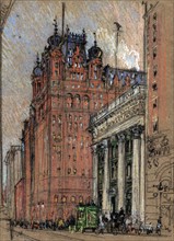 Waldorf Astoria Hotel, Thirty-Fourth Street and Fifth Avenue 1906 by Joseph Pennell