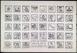 Juego de lotería: Lotería game by José Guadalupe Posada, 1852-1913, artist.