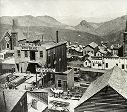Six mile canyon from C Street, Virginia City. Published 1866: