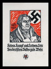 Hitler's fight and Luther's teaching. Nazi propaganda poster 1933