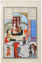Folio depicting Khusraw entertains Shirin at his Palace in Armenia