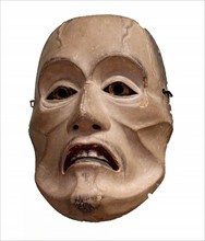 Noh mask of a ghost of a man living in the world of both the living and the dead