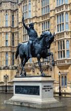 Richard Coeur de Lion, 12th Century equestrian statue commemorating English Monarch Richard I