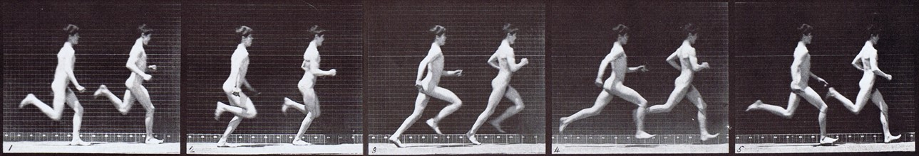 Early footage of a men running