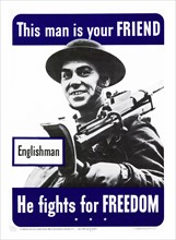 Patriotic Second World War poster depicting a English US ally