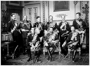 Photograph of the nine European Monarch at attendance of King Edward VII's funeral