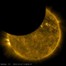 The first lunar transit observed by NASA's Solar Dynamics Observatory