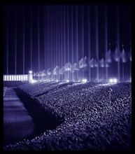 Photograph of the Nazi rally in the Cathedral of Light