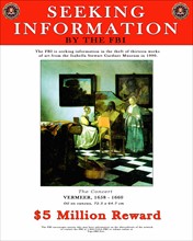 FBI Poster offering a reward for information about an art theft of paintings
