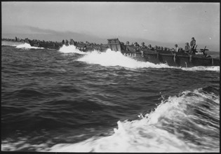 US forces land at Luzon, Philippines during World War two. 1945