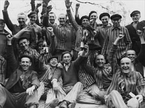 Liberated prisoners at Dachau concentration camp 1945