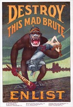 Destroy this mad brute. World war One, propaganda poster 1917