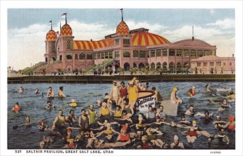 saltair pavilion, salt lake Utah 1910 postcard