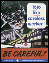 World war two: American anti-Japanese propaganda poster depicting General Tojo