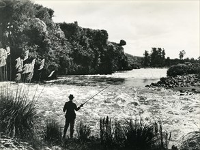 River fishing in New Zealand 1930