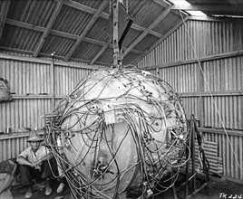 The Gadget, the first atomic bomb tested in Nevada USA, World war two. 1945