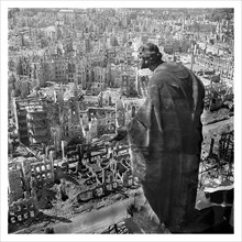 The ruins of the German city of Dresden after allied air raids in World War two 1944