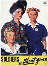 Soldiers Without Guns. American propaganda poster celebrating women's wartime work