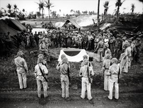 World War two: The funeral of Japanese general Yoshitsugu Sait?, Saipan, 1944.