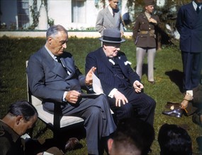 World war two: Casablanca Conference President Franklin Roosevelt and Prime Minister Churchill.