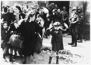 Holocaust; World war two: Warsaw Jews at gunpoint.