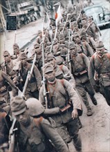 Japanese soldiers march into Manchuria 1934