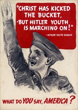 American propaganda poster depicting Hitler Youth, during World war two 1942