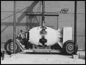 Fat Man on transport carriage, Tinian Island, 1945 'Fat Man' was the codename for the type of atomic bomb that was detonated over the Japanese city of Nagasaki by the United States on 9 August 1945.