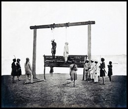 Felice Beato photograph showing the Gallows on which two of the King of Delhi’s sons were hanged for having taken part in the murder of the English resident at Delhi at the commencement of the Indian ...
