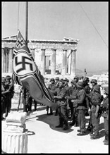 German troops raising the swastika over the Acropolis, 1941
