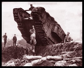 BritishWorld war One, tanks in the trenches at the Battle of Cambrai, France 1917