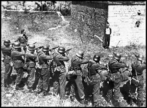 Georges Blind, a member of the French resistance, about to be executed a German firing squad, France World war two 1944