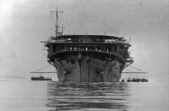 Photograph of the carrier 'Kaga' off Ikari, Japan
