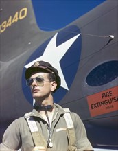 Photograph of army test pilot F. W. Hunter