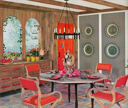 Illustration depicting a Retro dinning area from the Amstrong Book of Interior Decoration