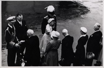 Photograph of Queen Elizabeth II arriving on the SS Gothic, during her coronation world tour, Auckland, New Zealand
